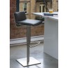 Hydraulic Bar Stool Grey Leatherette with Brushed Stainless Steel  - Lifestyle