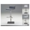 Hydraulic Bar Stool Grey Leatherette with Brushed Stainless Steel 