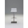 Hydraulic Bar Stool White Leatherette with Brushed Stainless Steel  - Front