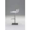 Hydraulic Bar Stool White Leatherette with Brushed Stainless Steel  - Back Angled