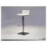 Hydraulic Bar Stool White Leatherette with Brushed Stainless Steel  - Angled