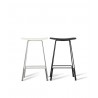 Canaria Bar Stool Black and White Leather Seat with Black Powder Coated Steel