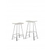 Canaria Bar Stool White Leather Seat with Black Powder Coated Steel - 2 pcs