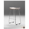 Lucia Bar Stool Leather with Polished Stainless Steel - White