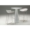 Paraiso Bar Stool White Solid Surface with Polished Stainless Steel Set of 2 (Table not Included)