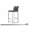 Tate Bar Stool Grey Leatherette with Brushed Stainless Steel  - Side Angle