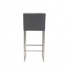 Tate Bar Stool Grey Leatherette with Brushed Stainless Steel - Back