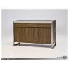Moda 3 Door Buffet Natural Walnut with Brushed Stainless Steel - Side Angle