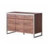 Moda 3 Door Buffet Natural Walnut with Brushed Stainless Steel - Side Angle