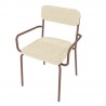 Manhattan Comfort Whythe PU Leather Dining Chair in Natural Linen & Corten Top Angle