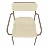 Manhattan Comfort Whythe PU Leather Dining Chair in Natural Linen & Corten Top - Manhattan Comfort Whythe PU Leather Dining Chair in Natural Linen & Corten Top