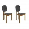 Manhattan Comfort Mid-Century Modern Gales Dining Chair with Solid Wood Legs - Set of 2 Black