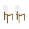 Manhattan Comfort Mid-Century Modern Gales Dining Chair with Solid Wood Legs - Set of 2 White