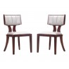 Manhattan Comfort Pulitzer Pearl White and Walnut Faux Leather Dining Chair (Set of Two)