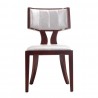 Manhattan Comfort Pulitzer Pearl White and Walnut Faux Leather Dining Chair (Set of Two) Front