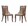 Manhattan Comfort Emperor Bronze and Walnut Faux Leather Dining Chair (Set of Two) - Manhattan Comfort Emperor Bronze and Walnut Faux Leather Dining Chair (Set of Two)