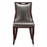 Manhattan Comfort Emperor Silver and Walnut Faux Leather Dining Chair (Set of Two) Front