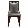 Manhattan Comfort Emperor Silver and Walnut Faux Leather Dining Chair (Set of Two) Front - Manhattan Comfort Emperor Silver and Walnut Faux Leather Dining Chair (Set of Two) Front