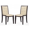 Manhattan Comfort Executor Cream and Walnut Faux Leather Dining Chairs (Set of Two) 