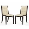Manhattan Comfort Executor Cream and Walnut Faux Leather Dining Chairs (Set of Two)  - Manhattan Comfort Executor Cream and Walnut Faux Leather Dining Chairs (Set of Two) 