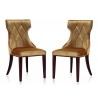 Manhattan Comfort Reine Antique Gold and Walnut Velvet Dining Chair (Set of Two)