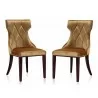 Manhattan Comfort Reine Antique Gold and Walnut Velvet Dining Chair (Set of Two) - Manhattan Comfort Reine Antique Gold and Walnut Velvet Dining Chair (Set of Two)