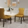 Manhattan Comfort Reine Antique Gold and Walnut Velvet Dining Chair (Set of Two) - Manhattan Comfort Reine Antique Gold and Walnut Velvet Dining Chair (Set of Two)