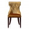 Manhattan Comfort Reine Antique Gold and Walnut Velvet Dining Chair (Set of Two) Front