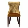 Manhattan Comfort Reine Antique Gold and Walnut Velvet Dining Chair (Set of Two) Front - Manhattan Comfort Reine Antique Gold and Walnut Velvet Dining Chair (Set of Two) Front