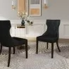 Manhattan Comfort Reine Black and Walnut Velvet Dining Chair (Set of Two) - Manhattan Comfort Reine Black and Walnut Velvet Dining Chair (Set of Two)