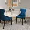 Manhattan Comfort Reine Cobalt Blue and Walnut Velvet Dining Chair (Set of Two) - Manhattan Comfort Reine Cobalt Blue and Walnut Velvet Dining Chair (Set of Two)