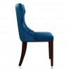 Manhattan Comfort Reine Cobalt Blue and Walnut Velvet Dining Chair (Set of Two) Side