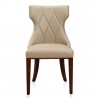 Manhattan Comfort Reine Cream and Walnut Faux Leather Dining Chair (Set of Two) Front