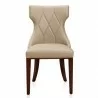 Manhattan Comfort Reine Cream and Walnut Faux Leather Dining Chair (Set of Two) Front - Manhattan Comfort Reine Cream and Walnut Faux Leather Dining Chair (Set of Two) Front