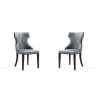 Manhattan Comfort Reine Grey and Walnut Velvet Dining Chair (Set of Two)