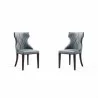 Manhattan Comfort Reine Grey and Walnut Velvet Dining Chair (Set of Two) - Manhattan Comfort Reine Grey and Walnut Velvet Dining Chair (Set of Two)