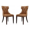 Manhattan Comfort Reine Saddle and Walnut Faux Leather Dining Chair (Set of Two)