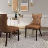 Manhattan Comfort Reine Antique Gold and Walnut Velvet Dining Chair (Set of Two)
