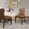 Manhattan Comfort Reine Antique Gold and Walnut Velvet Dining Chair (Set of Two) - Manhattan Comfort Reine Antique Gold and Walnut Velvet Dining Chair (Set of Two)