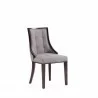 Fifth Avenue Faux Leather Dining Chair in Grey and Walnut Side Angle - Fifth Avenue Faux Leather Dining Chair in Grey and Walnut Side Angle