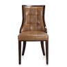 Manhattan Comfort Fifth Avenue Saddle and Walnut Faux Leather Dining Chair (Set of Two) Front