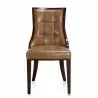 Manhattan Comfort Fifth Avenue Saddle and Walnut Faux Leather Dining Chair (Set of Two) Front - Manhattan Comfort Fifth Avenue Saddle and Walnut Faux Leather Dining Chair (Set of Two) Front