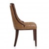Manhattan Comfort Fifth Avenue Saddle and Walnut Faux Leather Dining Chair (Set of Two) Side