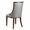 Manhattan Comfort Fifth Avenue Silver and Walnut Faux Leather Dining Chair (Set of Two) Back - Manhattan Comfort Fifth Avenue Silver and Walnut Faux Leather Dining Chair (Set of Two) Back