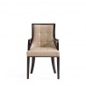 Manhattan Comfort Fifth Avenue Faux Leather Dining Armchair in Tan and Walnut Front