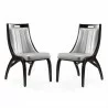 Manhattan Comfort Danube Leatherette Dining Chair - Set of 2 in Silver - Manhattan Comfort Danube Leatherette Dining Chair - Set of 2 in Silver