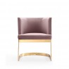 Manhattan Comfort Aura Blush and Polished Brass Velvet Dining Chair Front