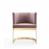 Manhattan Comfort Aura Blush and Polished Brass Velvet Dining Chair Front - Manhattan Comfort Aura Blush and Polished Brass Velvet Dining Chair Front