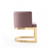 Manhattan Comfort Aura Blush and Polished Brass Velvet Dining Chair Side
