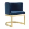 Manhattan Comfort Aura Royal Blue and Polished Brass Velvet Dining Chair - Manhattan Comfort Aura Royal Blue and Polished Brass Velvet Dining Chair